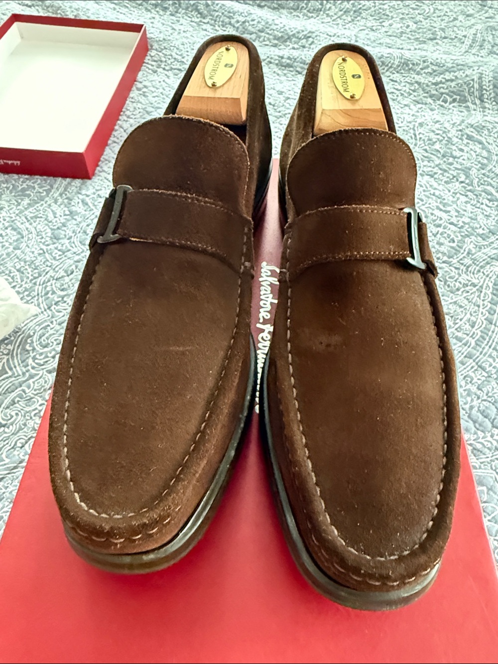 Salvatore Ferragamo Red Box with Black Loafers Top